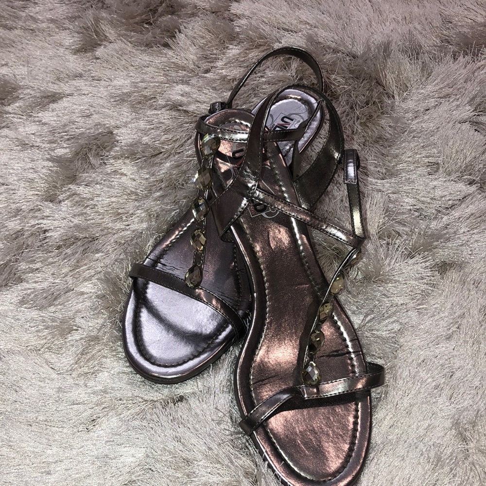 Metallic Grey Beaded Heels Size 9